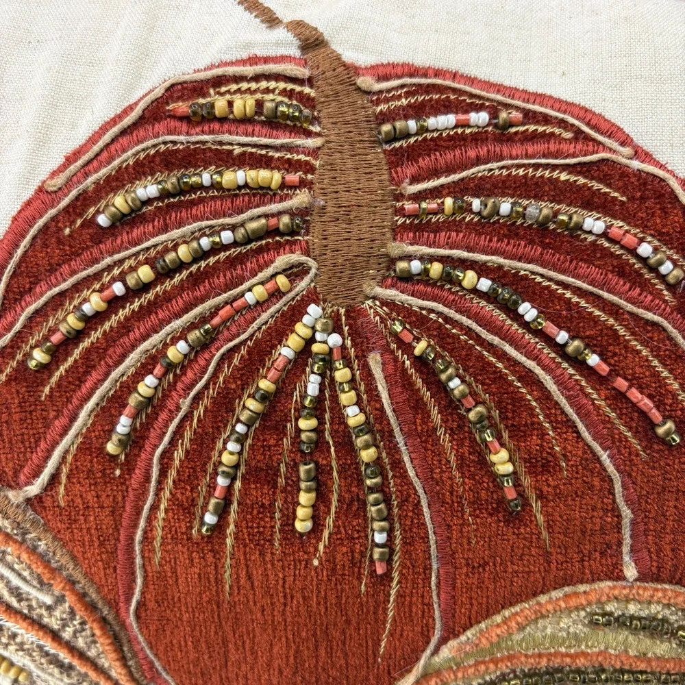 Autumn Harvest Beaded Decorative Pillow